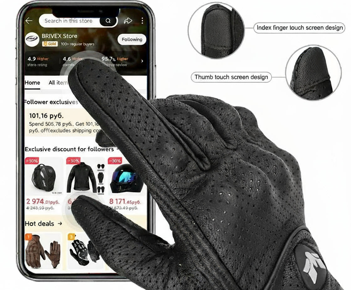 Vintage Leather Motorcycle Gloves Summer