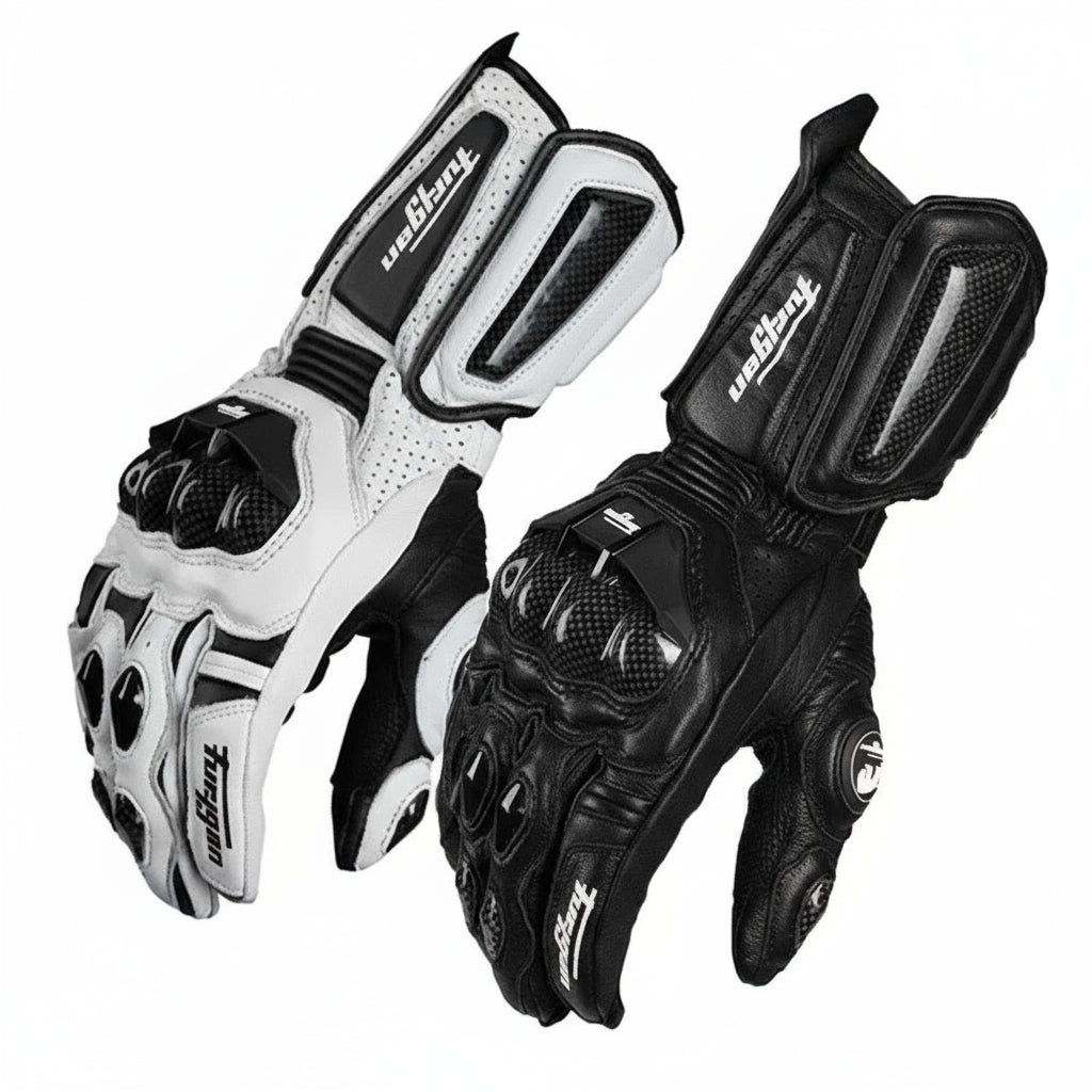 Racing Motorcycle Leather Gloves with Protection
