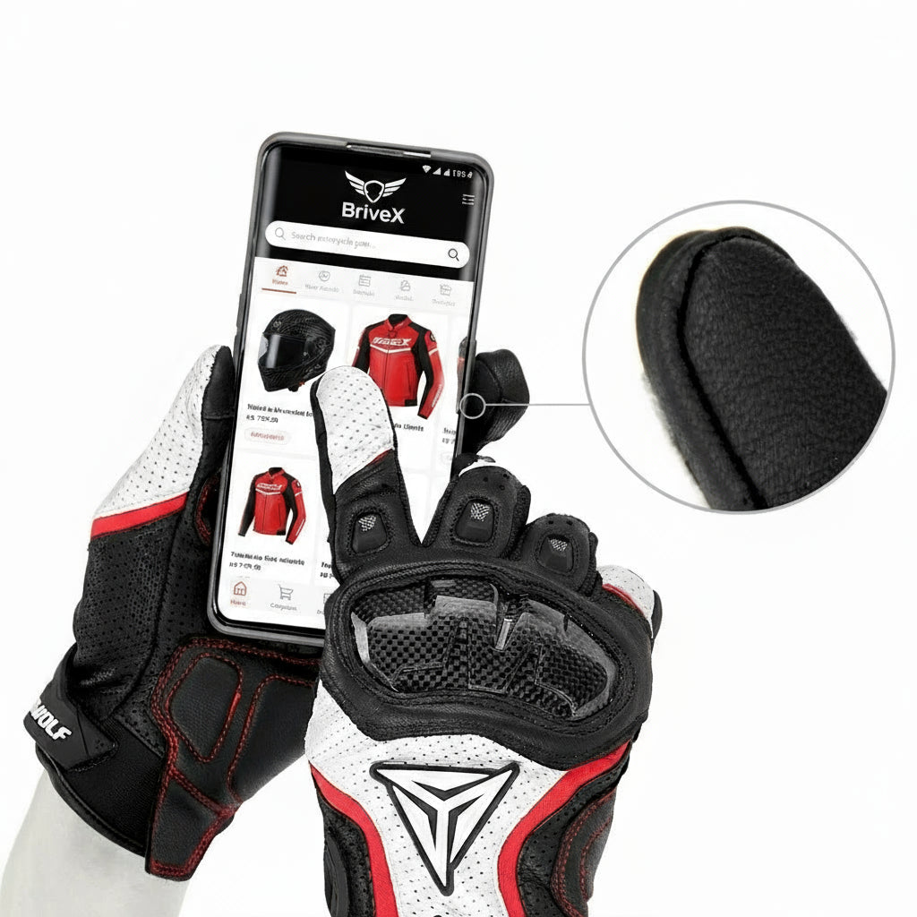 Sport Motorcycle Leather Gloves with Reinforced Protection