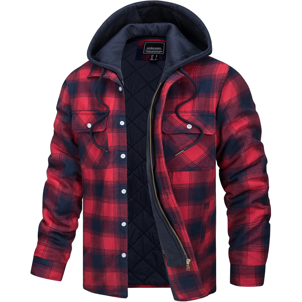 Men’s Quilted Flannel Hoodie Jacket