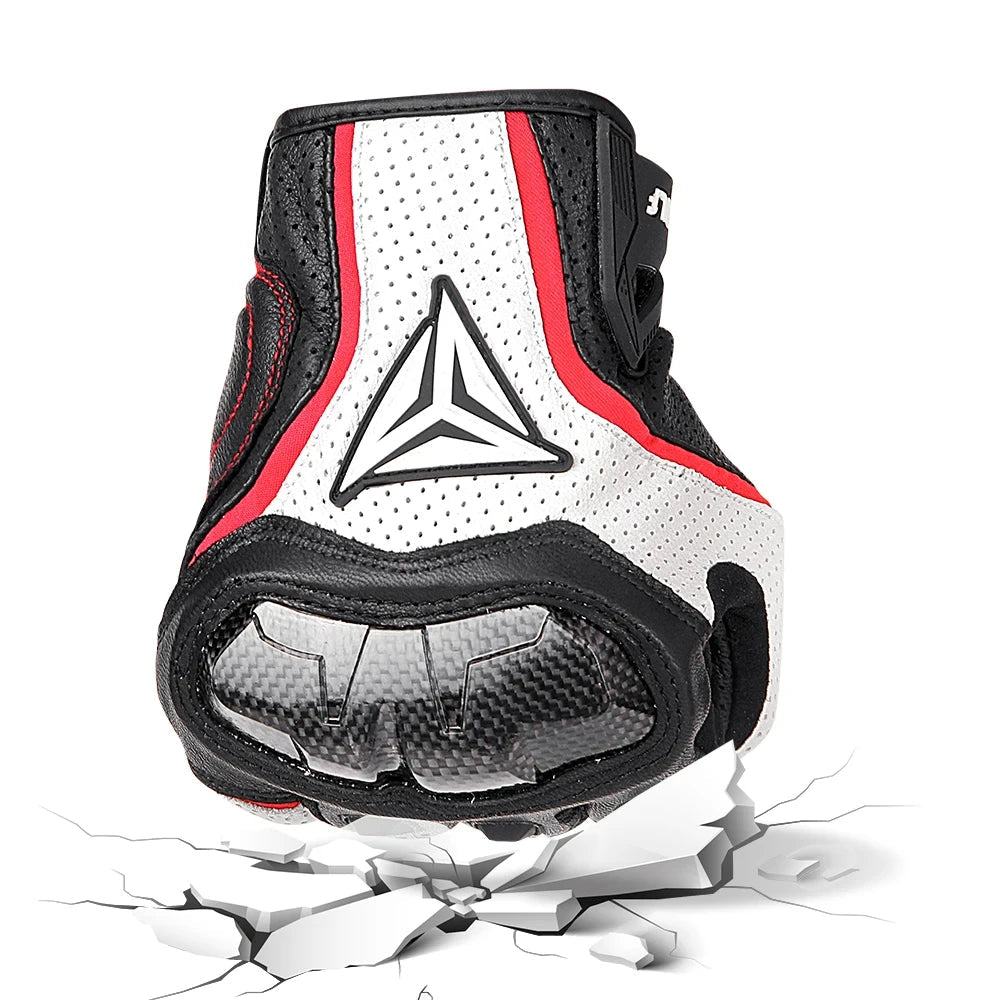 Sport Motorcycle Leather Gloves with Reinforced Protection