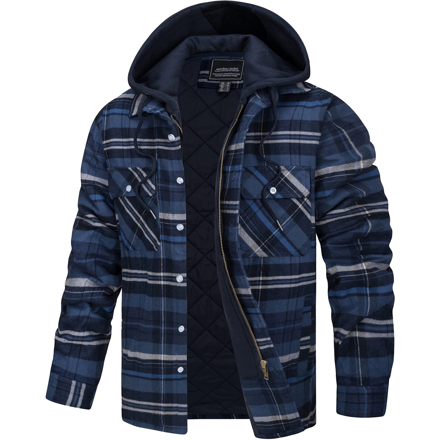 Men’s Quilted Flannel Hoodie Jacket