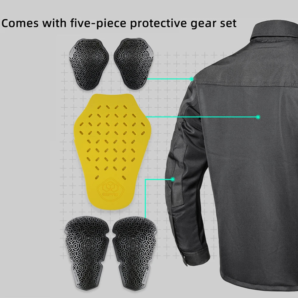 Reinforced Motorcycle Riding Shirt – Kevlar Protection & Removable Armor