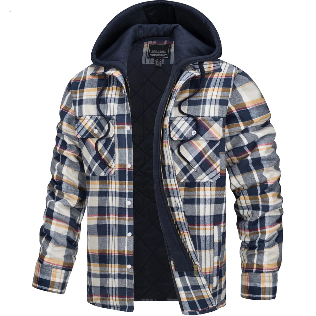 Men’s Quilted Flannel Hoodie Jacket