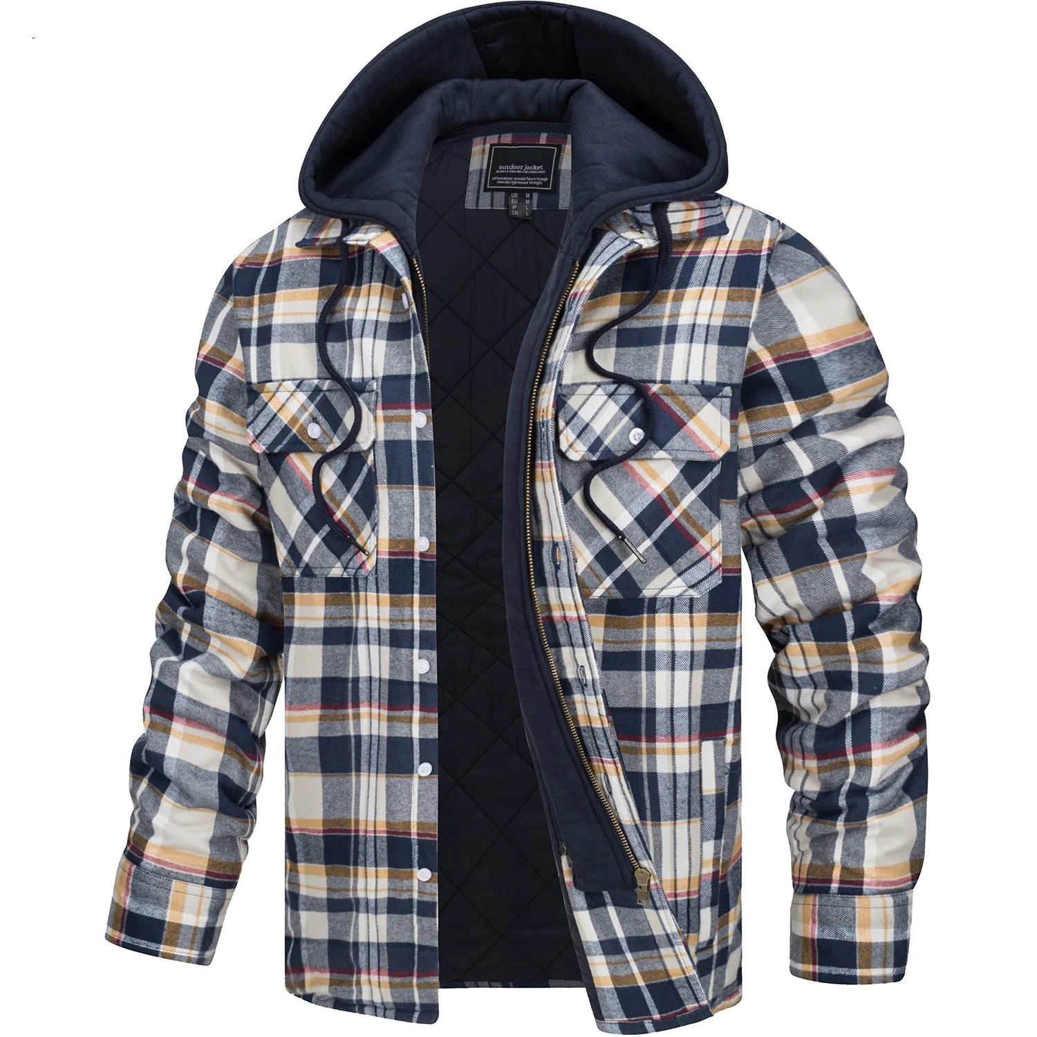 Men’s Quilted Flannel Hoodie Jacket