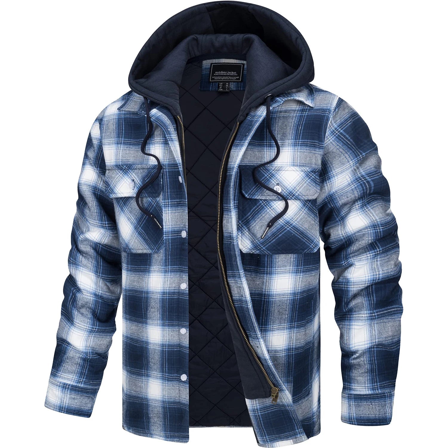 Men’s Quilted Flannel Hoodie Jacket