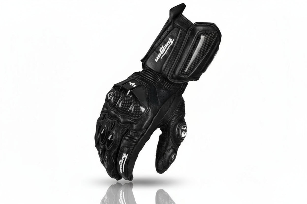 Racing Motorcycle Leather Gloves with Protection