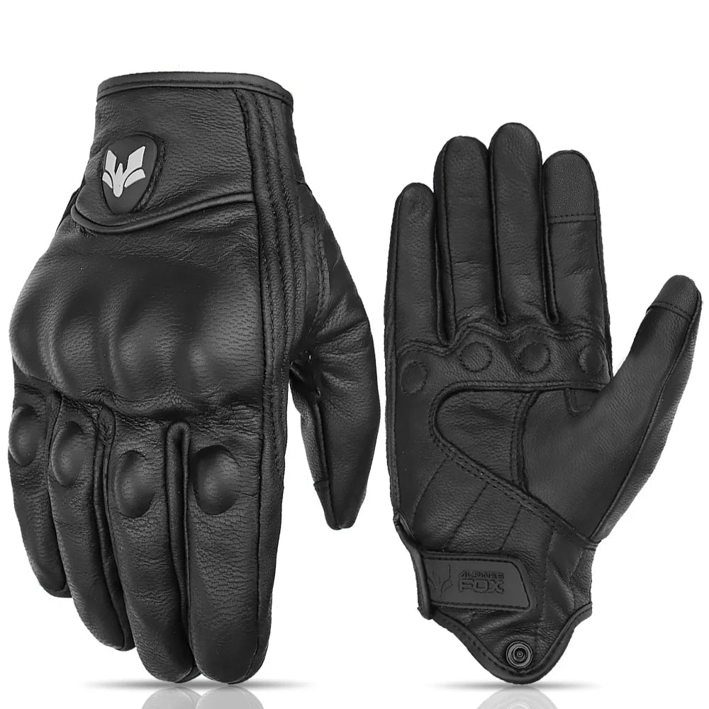 Vintage Leather Motorcycle Gloves Summer