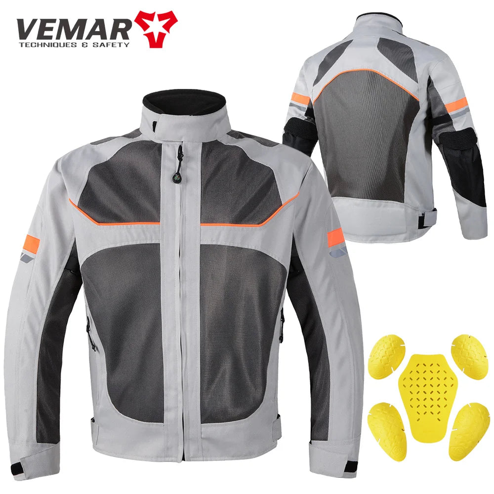 Breathable motorcycle jacket for men and women, reflective