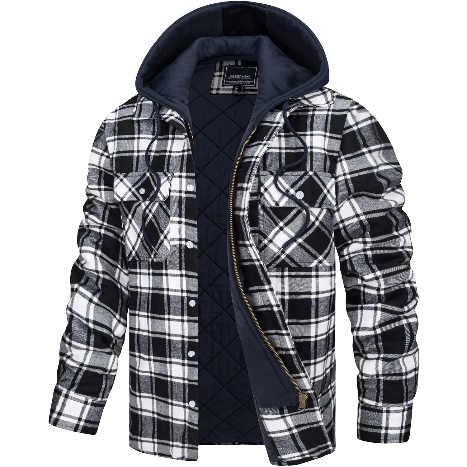 Men’s Quilted Flannel Hoodie Jacket