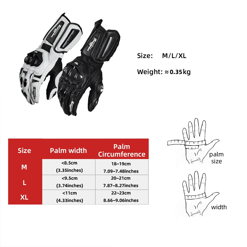 Racing Motorcycle Leather Gloves with Protection