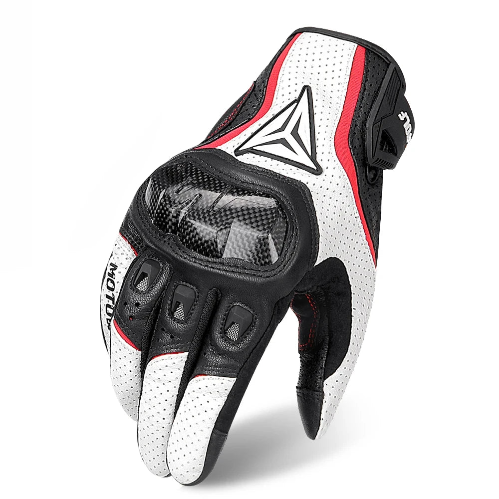 Sport Motorcycle Leather Gloves with Reinforced Protection