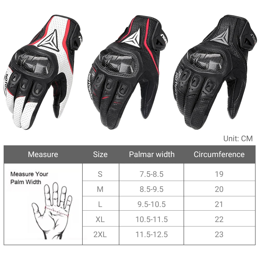 Sport Motorcycle Leather Gloves with Reinforced Protection