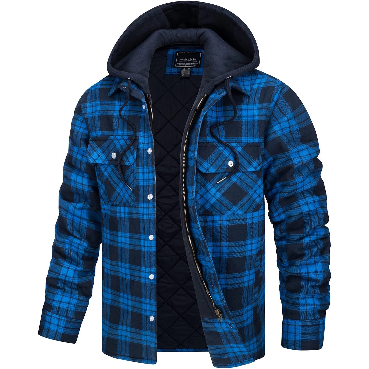 Men’s Quilted Flannel Hoodie Jacket